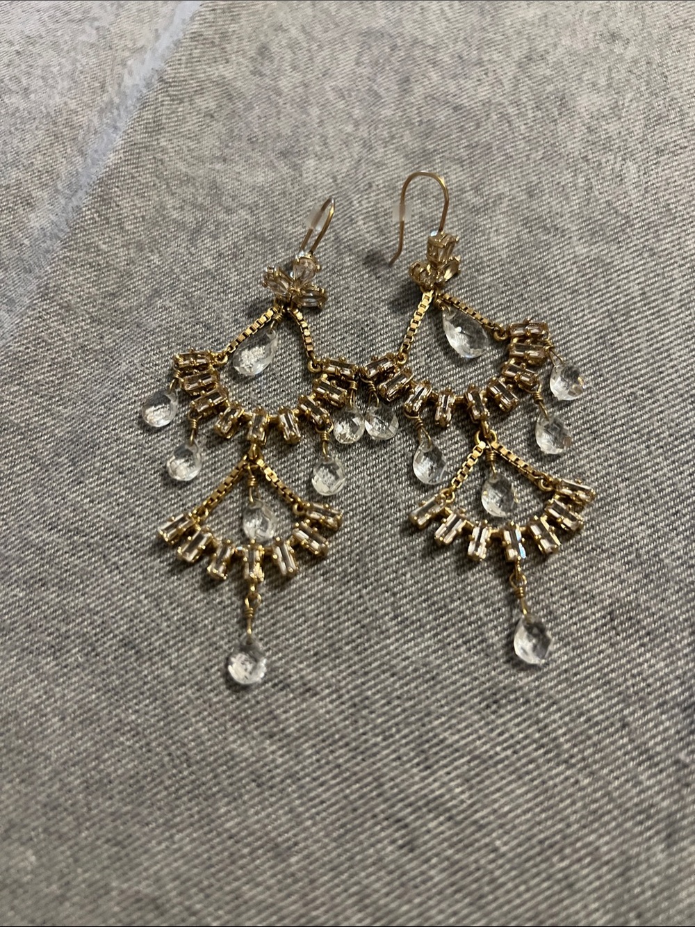 Gold Crystal Chandelier Drop Earrings - Women Jewelry